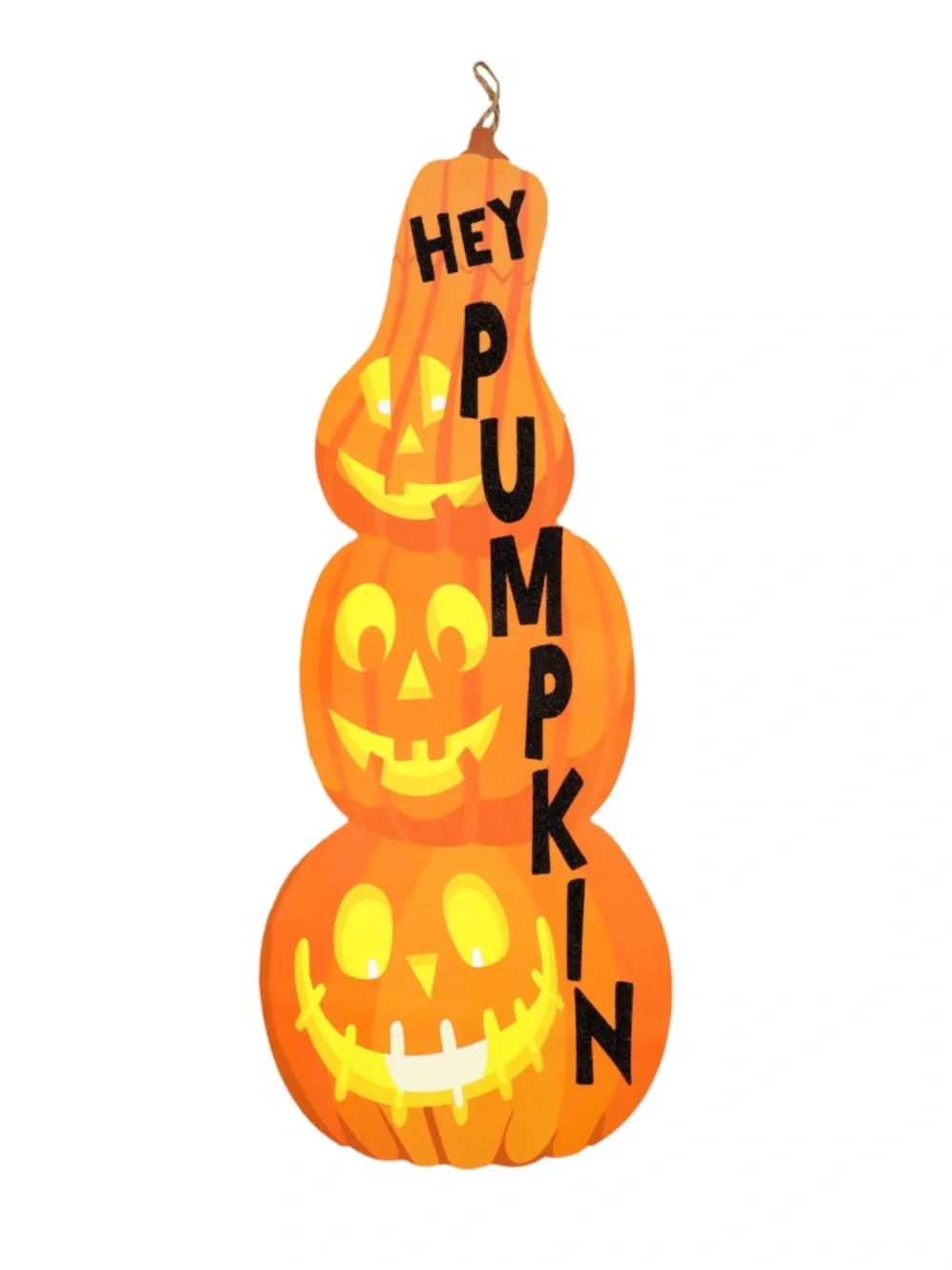 NWT- 24”- Glittered Hey Pumpkin- Triple Stacked Jack-O'-Lantern Wall Decor Sign